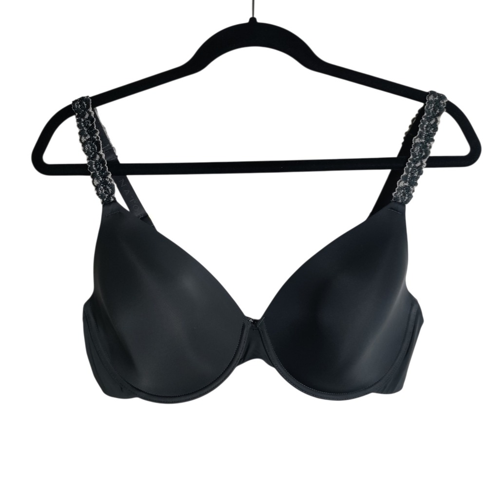 Natori Black Lace Trim Contour Underwire Bra 731080 Womens 38D